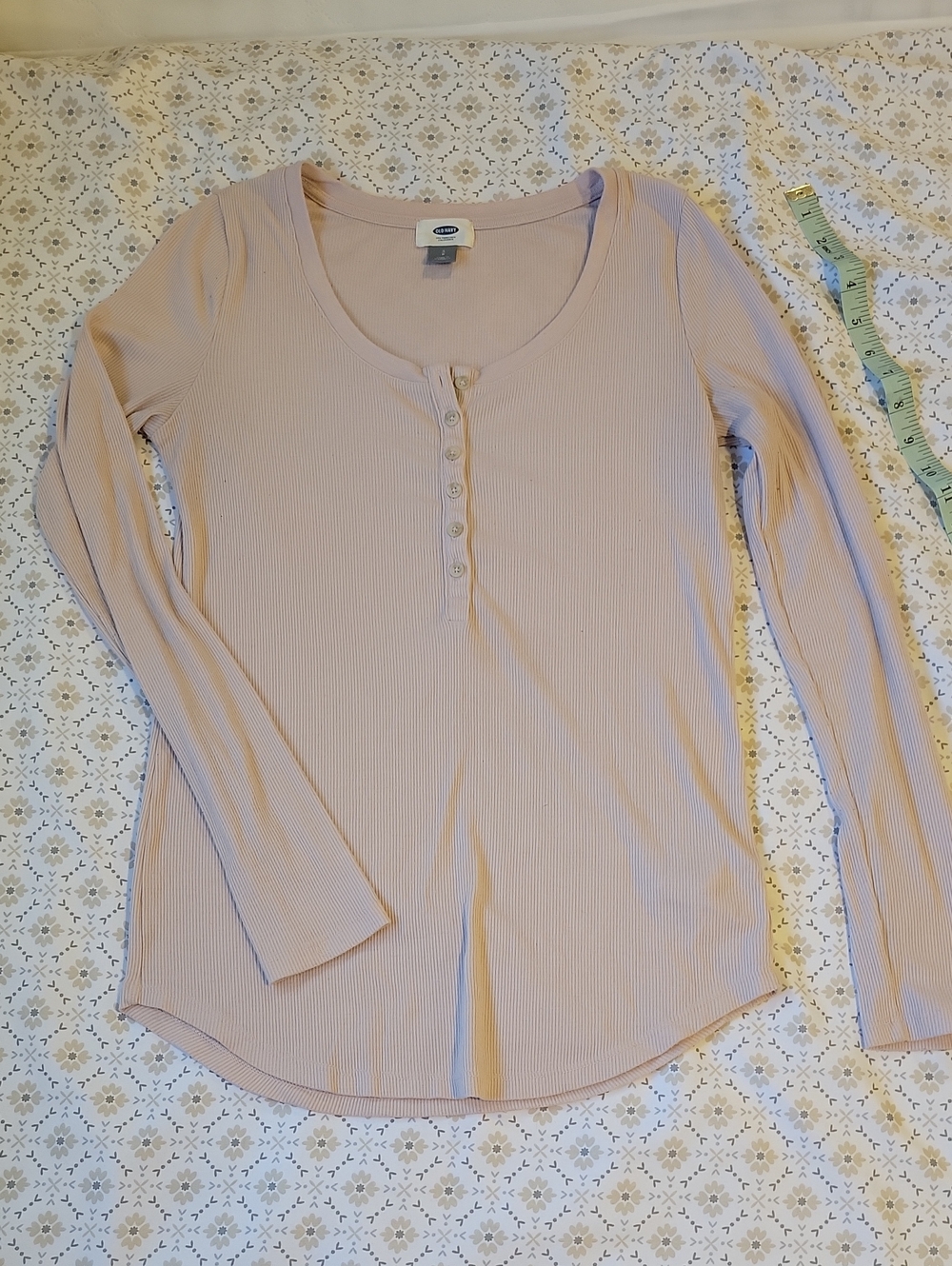 Old Navy Long Sleeve Ribbed Henley Top - Blush